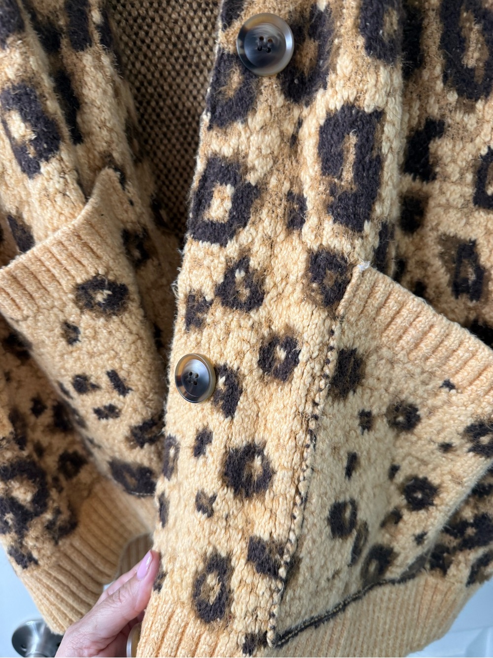 Free People Leopard Print Open/oversized Cardigan Sweater - size Medium - Picture 2 of 3